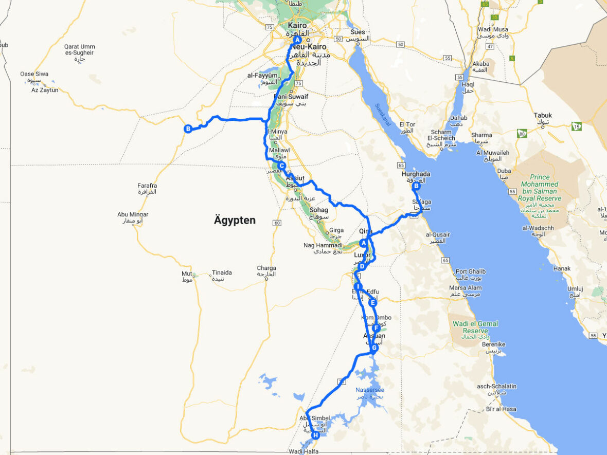 Roadtrip Ägypten Reiseroute